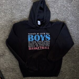 Girls Black Basketball Graphic Hoodie - No Room for Boys